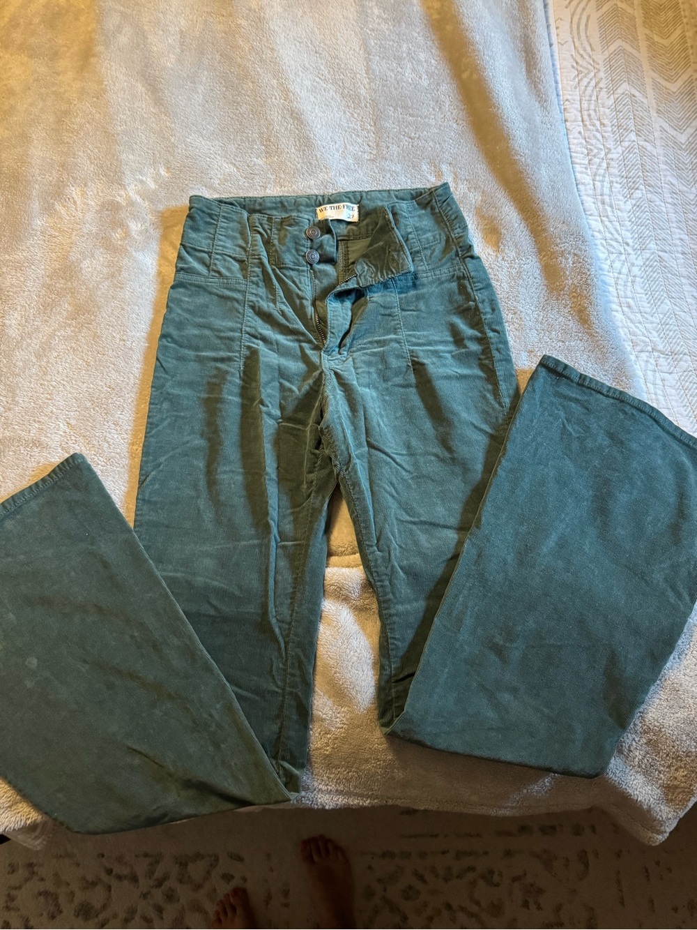 Free People Forest Green Bootcut Corduroy Pants
